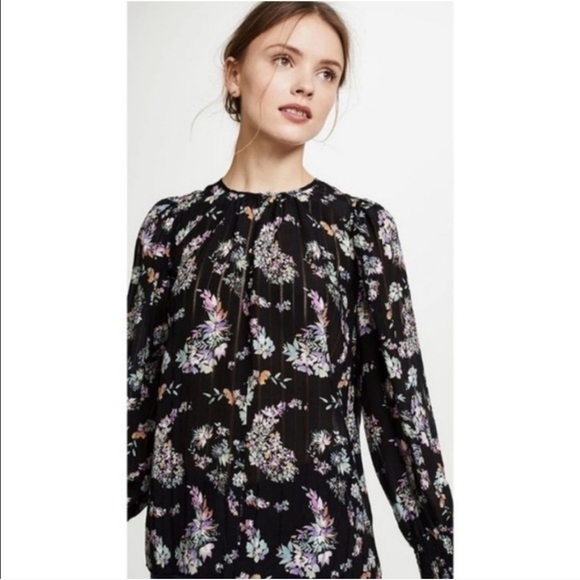 Rebecca Taylor Jewel Paisley 100% Silk Long Sleeve Blouse Size 4 - Picture 4 of 16